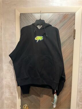 Off-White Black Hoodie with Neon Logo